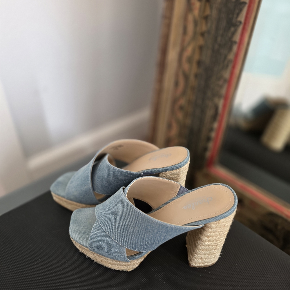 Charles By Charles David Blue Denim Mules